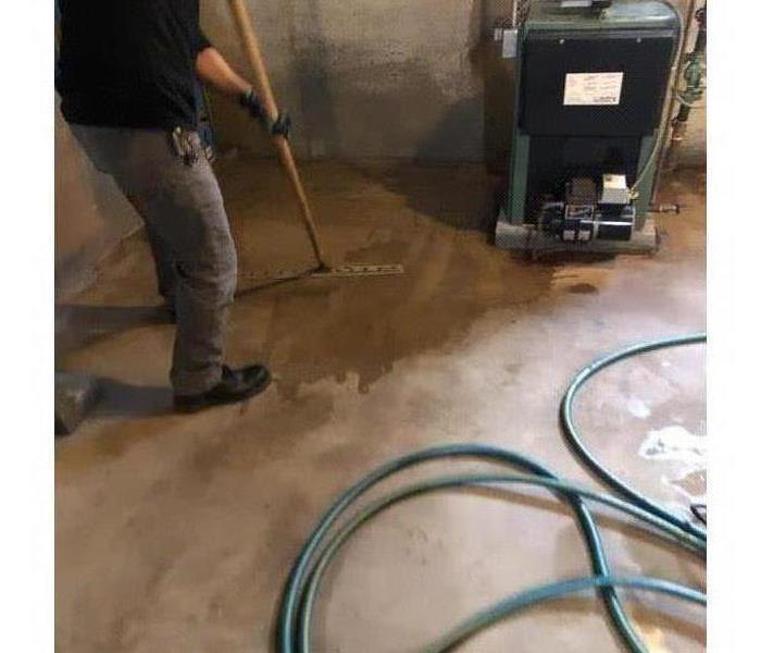 Cleaning up water in a basement area